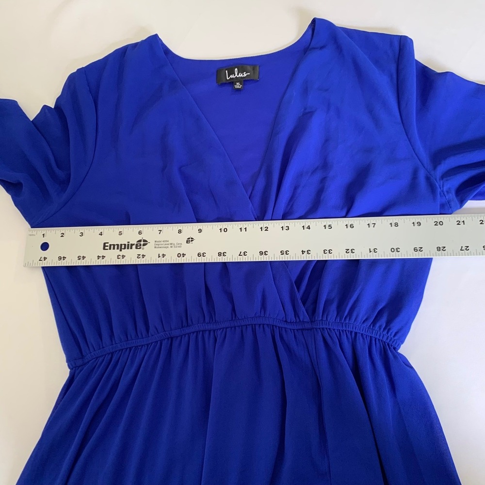Lulus Maxi Dress XL Royal Blue Long Sleeve Chiffon Formal Wedding Guest Flowy - Picture 7 of 12